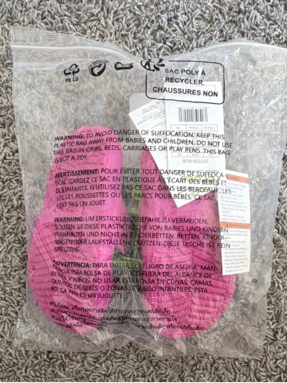 CROCS Kids Bright Pink Slide Sandals